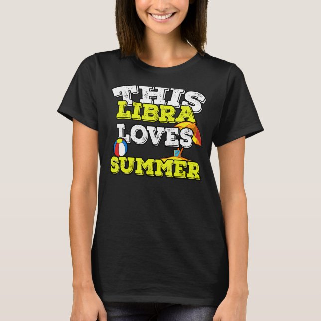 Camiseta Horoscópio Sinal Zodíaco Libra ama Verão (Frente)
