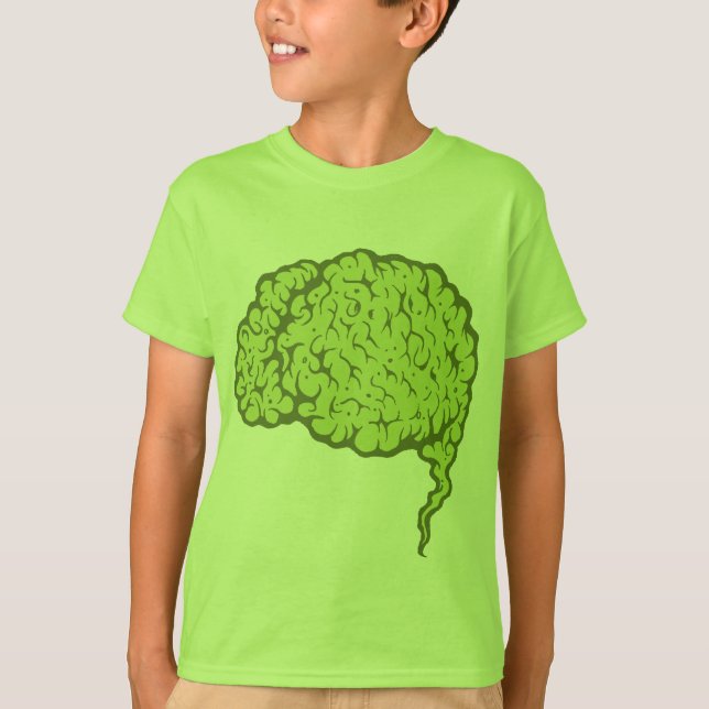 Camiseta Horrivelmente Verde Zombie Brain Kids (Frente)