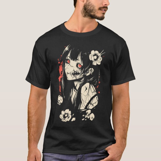 Camiseta Horror Anime Manga Japão Cerrapia japonesa Kawaii  (Frente)