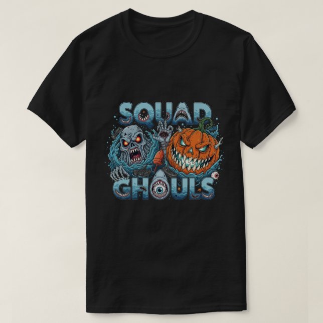 Camiseta Horror de Halloween do Halloween do Esquadrão Ghou (Frente do Design)
