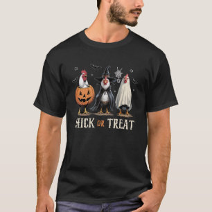 Camiseta Horror Engraçado Pintinho Ou Tratar Galinhas Fanta