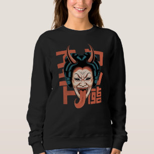 Camiseta Horror Japonês Geisha Demon Com Língua Longa