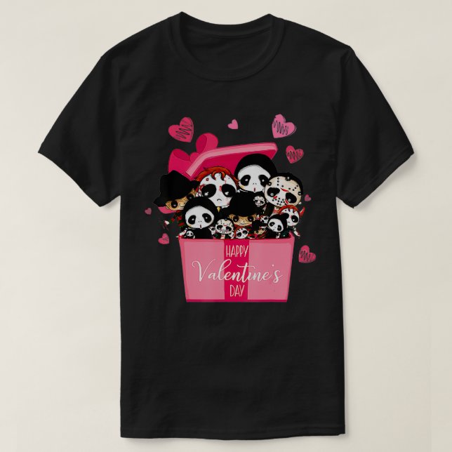 Camiseta Horror Movie Character Chibi With Heart Love Valen (Frente do Design)