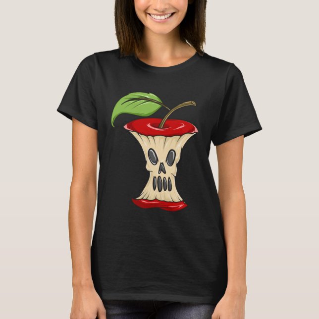 Camiseta Horror Núcleo De Maçã Rosto Assustador Do Hallowee (Frente)