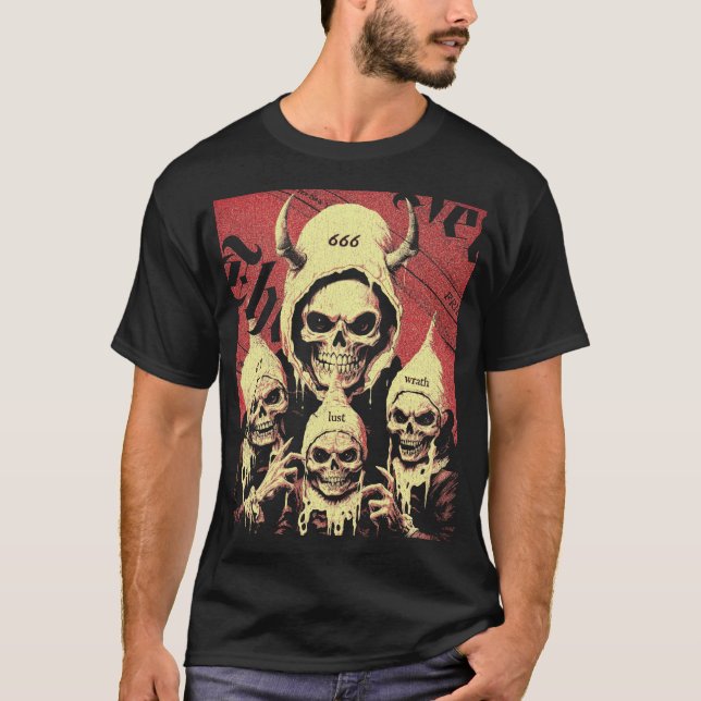 Camiseta Horror oculto Esqueletos do diabo (Frente)