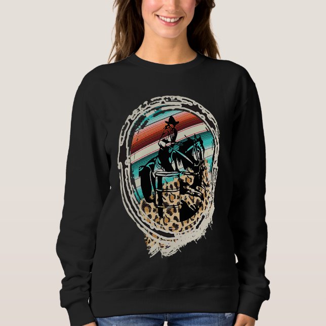Camiseta Horse Barrel Racing  Serape Leopard (Frente)
