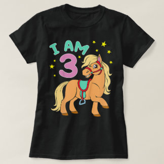 Camiseta Horse Birthday 3 Years Toddler Girls
