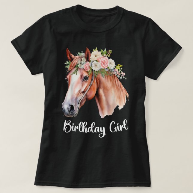 Camiseta Horse Birthday Girl Party Outfit Pony Daughter (Frente do Design)