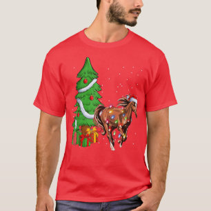 Camiseta Horse Christmas Tree Santa Hat Horse Christmas Lig