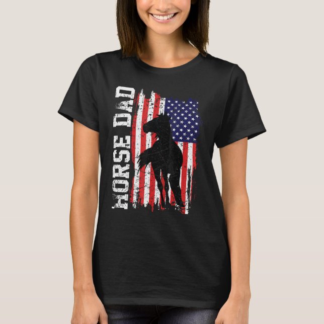 Camiseta Horse Dad American Flag Like A Regular Dad But Coo (Frente)
