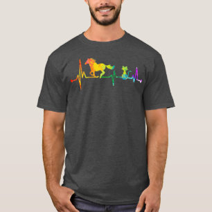 Camiseta Horse e Cat Heartbeat Aquarelas