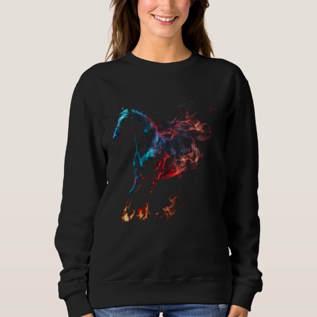Camiseta Horse Flames Horse  Retro Rider Horses (Frente)