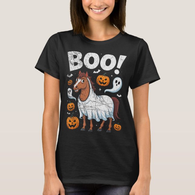 Camiseta Horse Ghost Costume Funny Equestrian Horses Lover  (Frente)