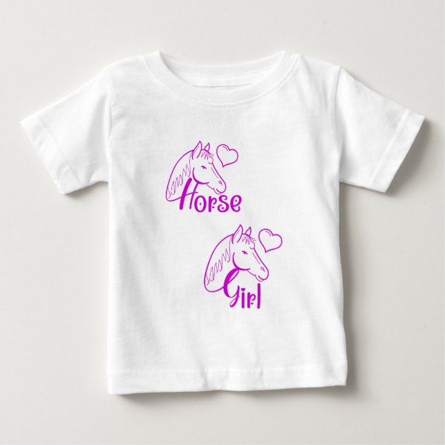 Camiseta Horse Girl in Purple with Horse Head Font (Frente)