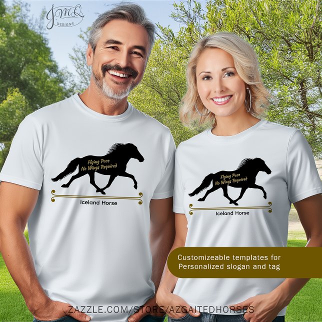 Camiseta Horse Islandês Voando Pace Silhout Personalizado (Custom Icelandic Horse flying pace silhouette t-shirt 🐎✨)