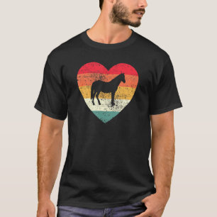 Camiseta Horse Love Heart Girls Retro Vintage Mulheres