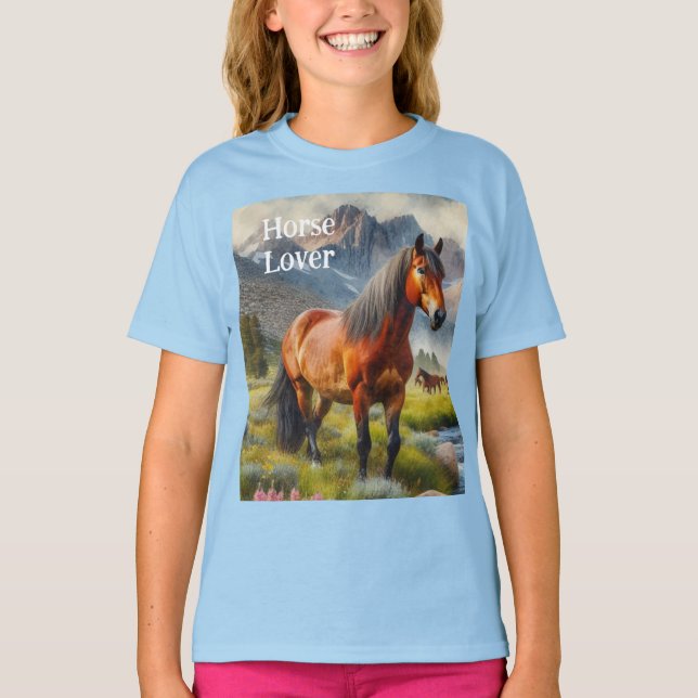Camiseta Horse Lover Brown Mustang Kids (Frente)
