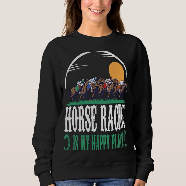 Camiseta Horse Racing Is My Happy Place Jockeys Horse Racin (Frente)