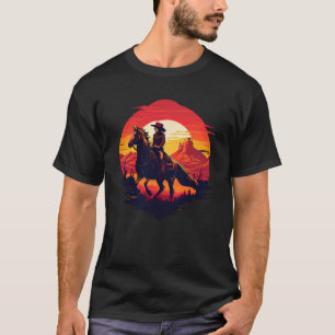 Camiseta Horse Rider Retro Vintage Sunset Horse Graph