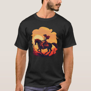 Camiseta Horse Rider Retro Vintage Sunset Horse Graph