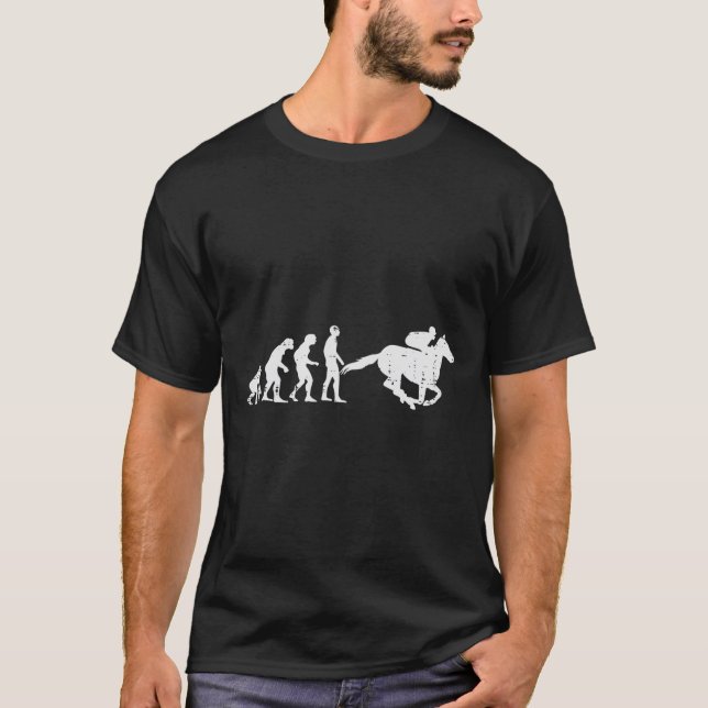 Camiseta Horse Riding Evolution Funny Horseback Racing Eque (Frente)