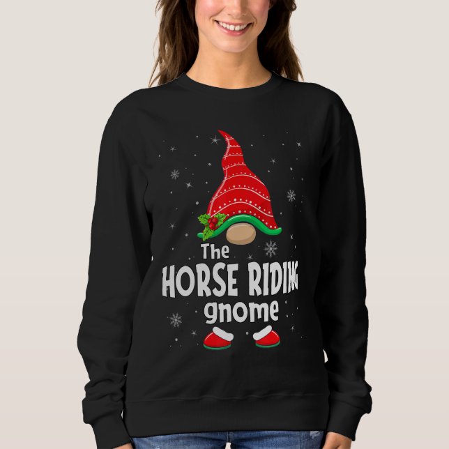 Camiseta Horse Riding Gnome Family Group Christmas Party Pa (Frente)