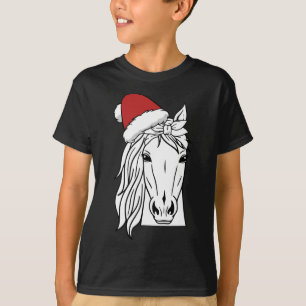 Camiseta Horse Santa Hat Natal Pajama Horseback Andando