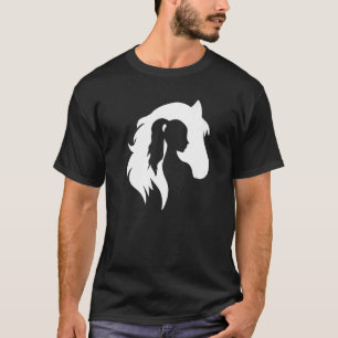 Camiseta Horse Silhouette Young Woman Girl Equestrian Cowgi
