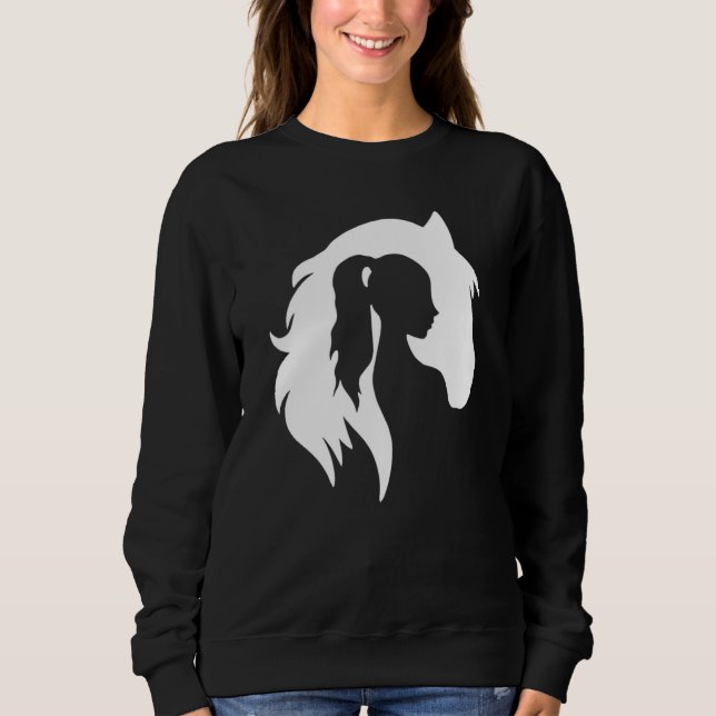 Camiseta Horse Silhouette Young Woman Girl Equestrian Cowgi (Frente)