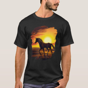 Camiseta Horse Sunset Lhamas Vintage Retro Horseback
