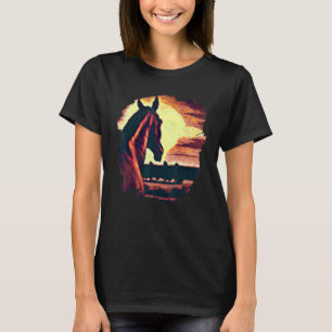 Camiseta Horse Sunset Lhamas Vintage Retro Horseback