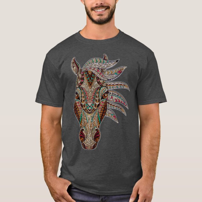 Camiseta Horse Tribal Abstrato Art Nativo Americano (Frente)
