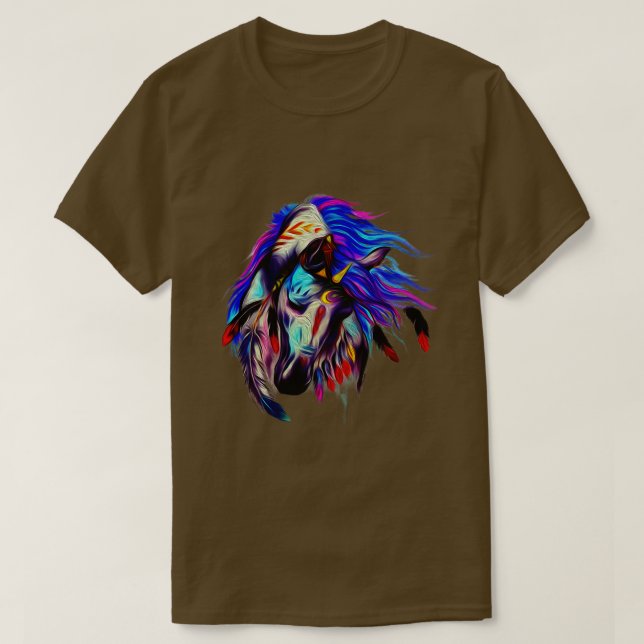Camiseta Horse Tribal Abstrato Art Nativo Americano Fo (Frente do Design)