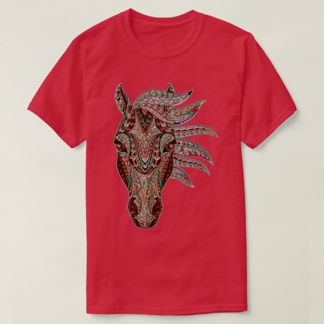 Camiseta Horse Tribal Abstrato Art Nativo Americano Geometr (Frente do Design)