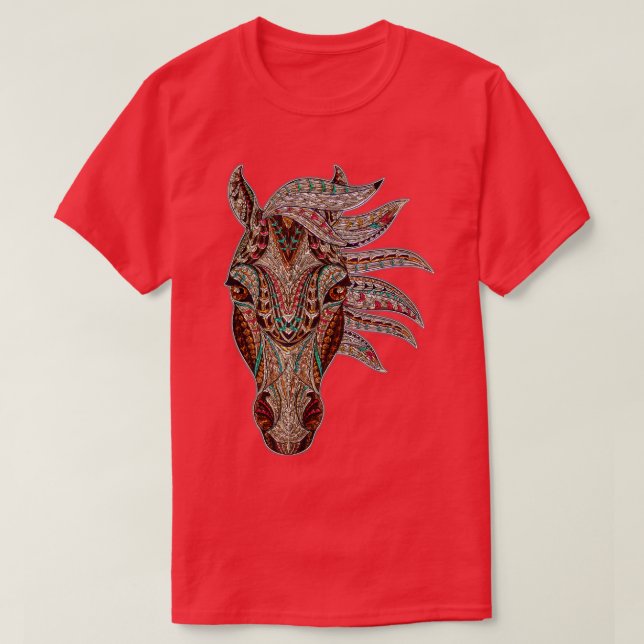 Camiseta Horse Tribal Abstrato Art Nativo Americano Geometr (Frente do Design)