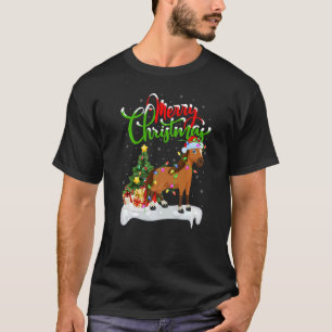 Camiseta Horse Xmas Decorações Papais noeis Natal