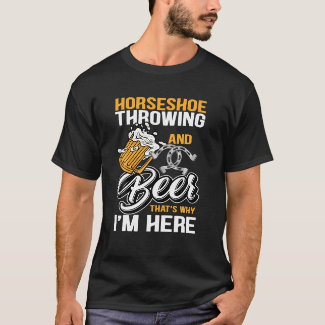 Camiseta Horseshoe Throwing And Beer Funny Pitching Horse S (Frente)