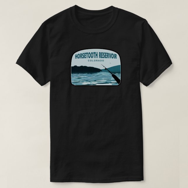 Camiseta Horsetooth Reservoir Colorado Fisheries Rod (Frente do Design)