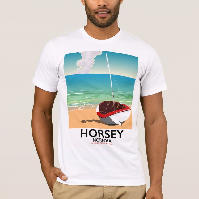 Camiseta Horsey Norfolk Beach poster de viagens (Frente)