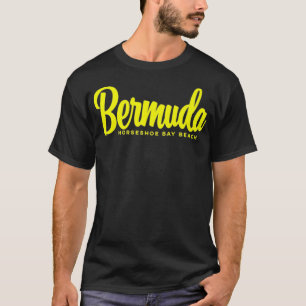 Camiseta Horsferes Bay Beach Bermuda texto amarelo Premium