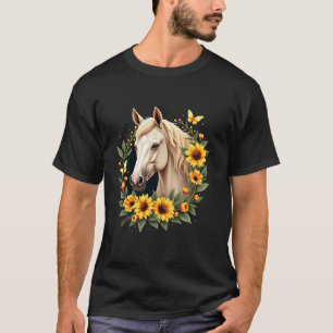 Camiseta Horso de girassol Retrato VacaRapariga equestre