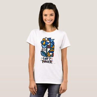 Camiseta Hortênsia Azul Soft Power Tribal Geométrico Floral