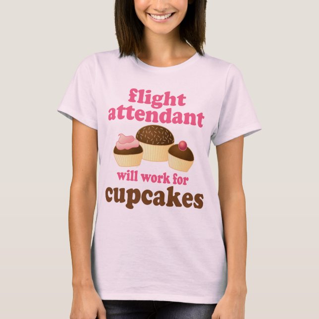 Camiseta Hospedeiros de bordo engraçados dos cupcakes do (Frente)