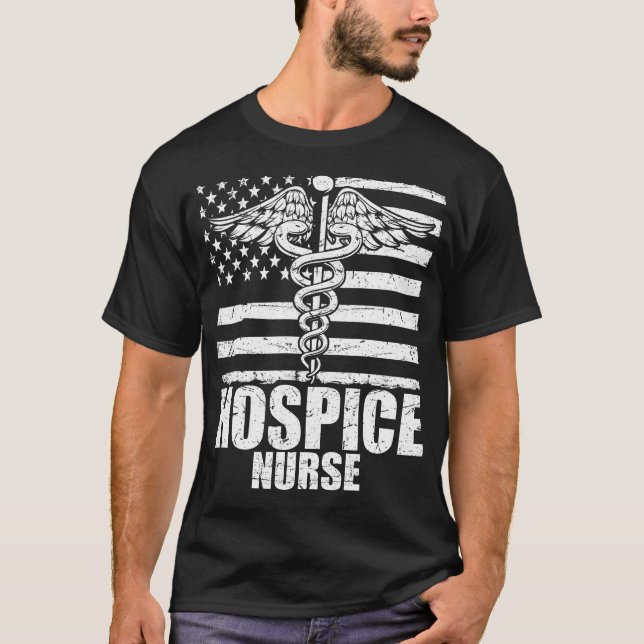 Camiseta Hospice Nurse American Flag (Frente)