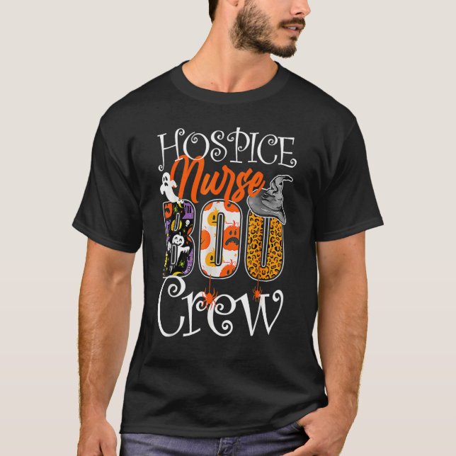 Camiseta Hospice Nurse Boo Crew Halloween Hospice Nurse Par (Frente)