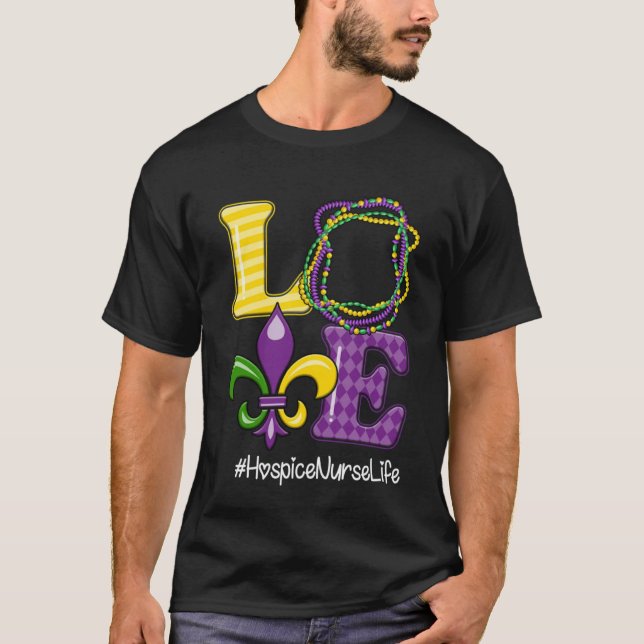 Camiseta Hospice Nurse Nurse Mardi Gras Leopard Festival Pa (Frente)