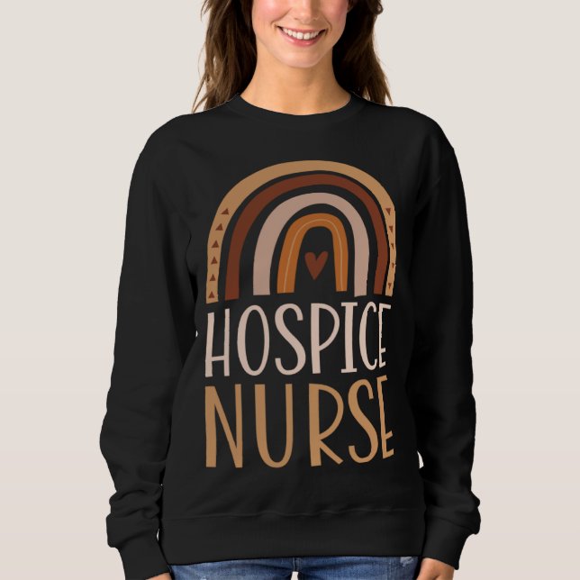 Camiseta Hospice Nurse Nursing School Trendy Bohemian Rainb (Frente)