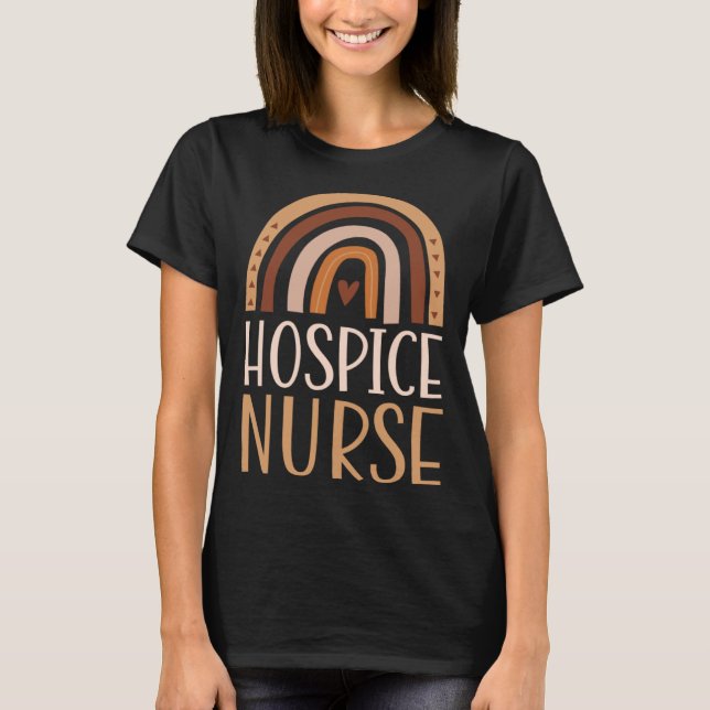 Camiseta Hospice Nurse Nursing School Trendy Bohemian Rainb (Frente)