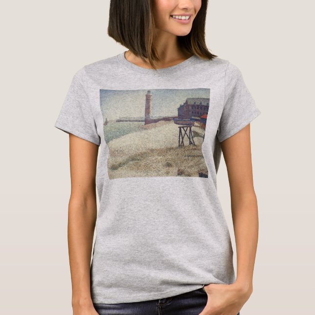 Camiseta Hospital e Farol, Honfleur, de Georges Seurat (Frente)