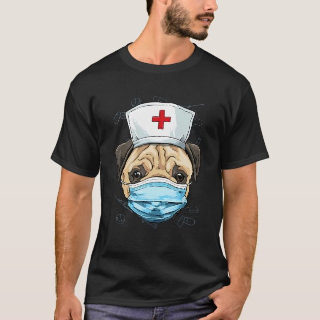 Camiseta Hospital Pug ER Nurse LPN RN Nurse Life Puppy Pug  (Frente)